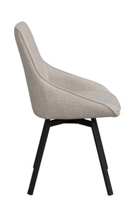 Alison Swivel Dining Chair with Metal Legs (Set of 2) – Beige Fabric / Black Metal – 8