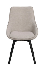 Alison Swivel Dining Chair with Metal Legs (Set of 2) – Beige Fabric / Black Metal – 1