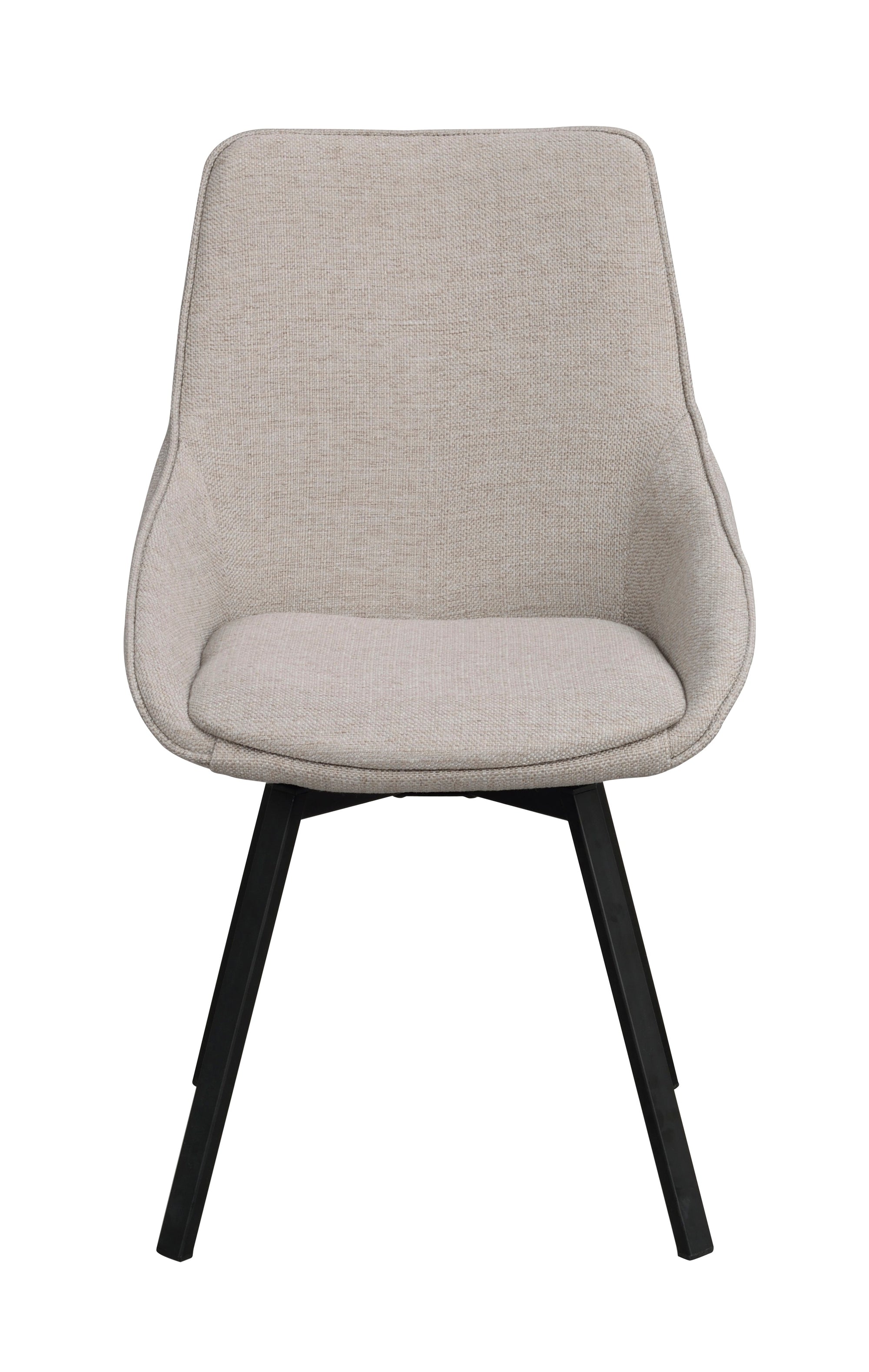 Alison Swivel Dining Chair with Metal Legs (Set of 2) – Beige Fabric / Black Metal – 1