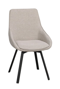 Alison Swivel Dining Chair with Metal Legs (Set of 2) – Beige Fabric / Black Metal – 7