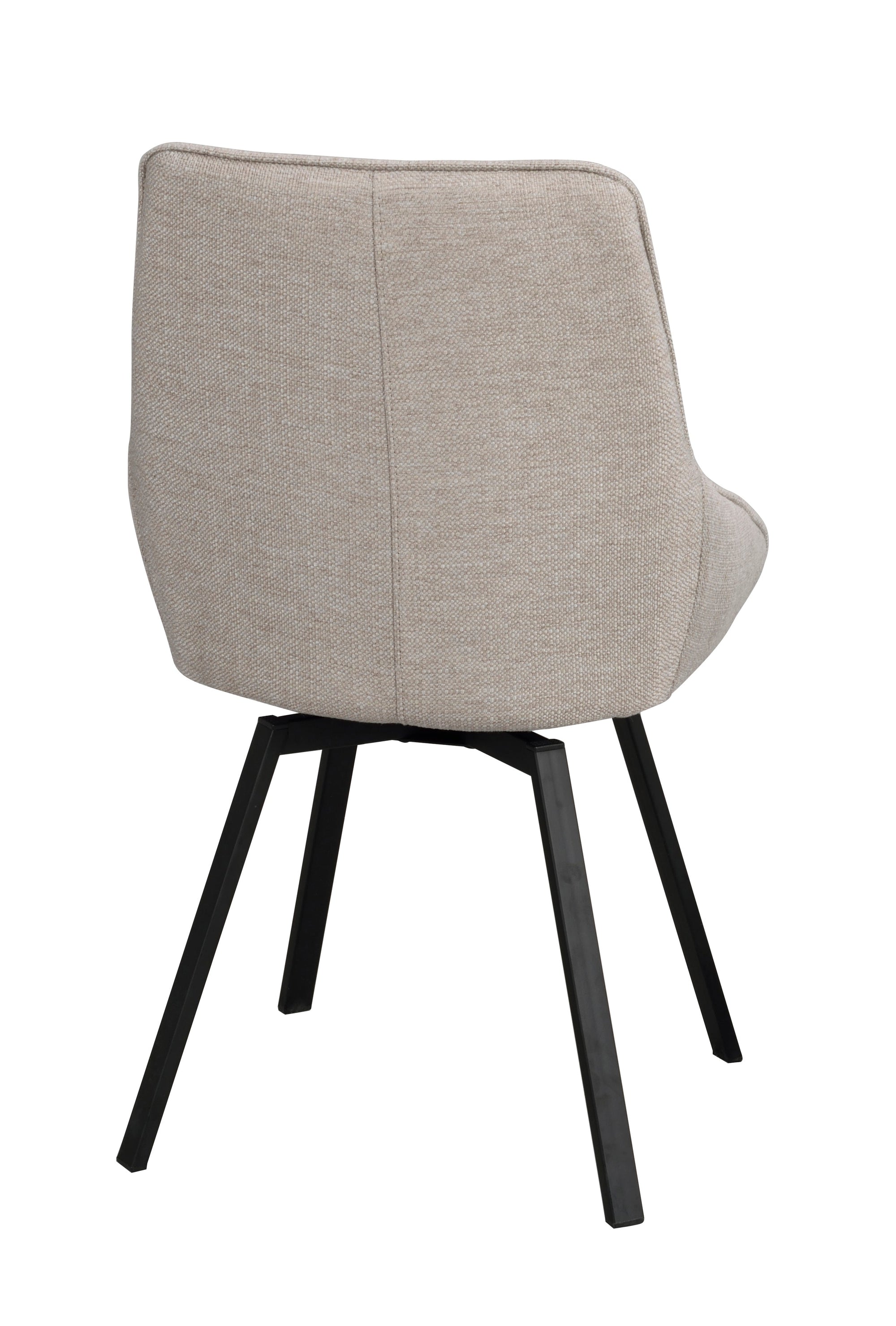 Alison Swivel Dining Chair with Metal Legs (Set of 2) – Beige Fabric / Black Metal – 9