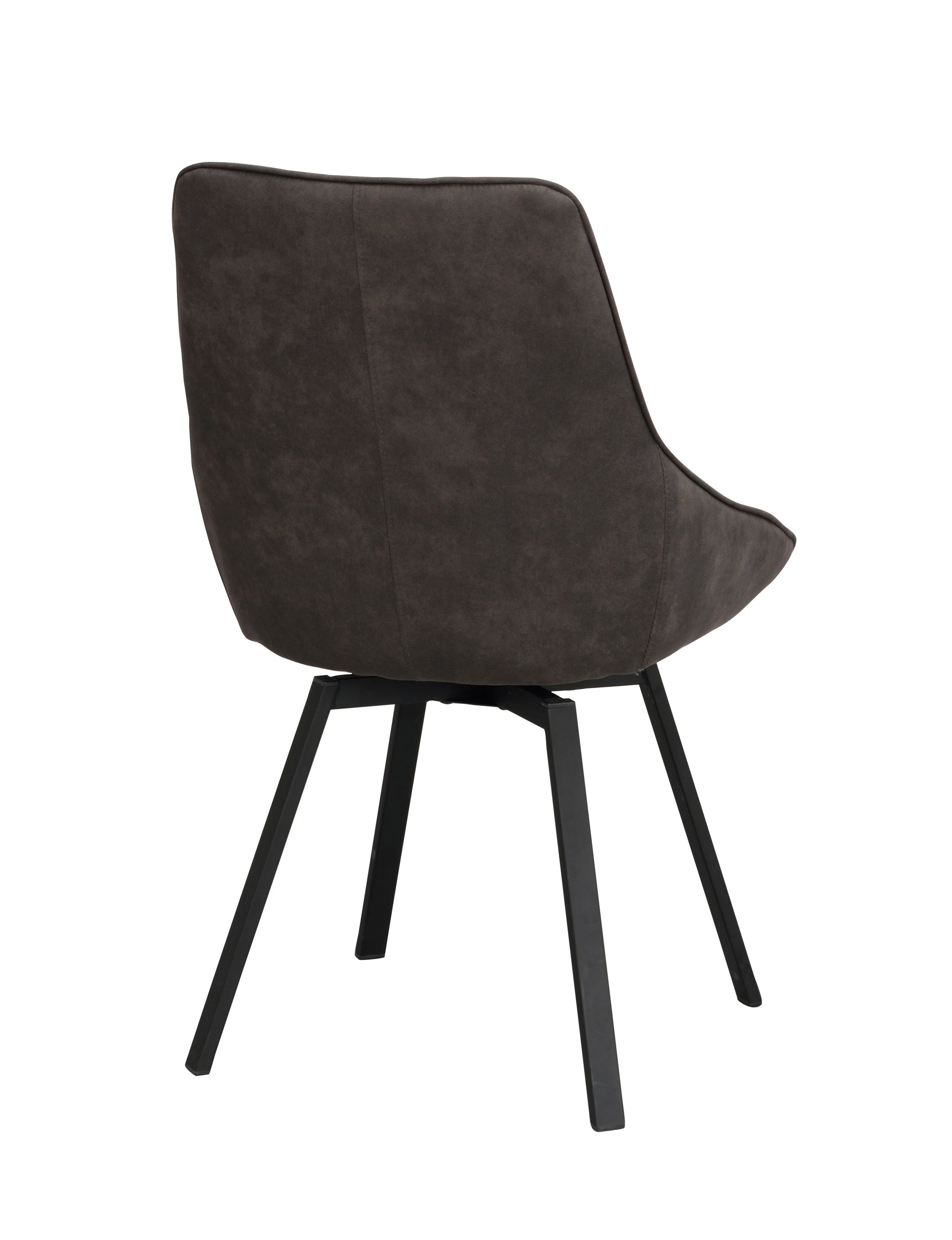 Alison Swivel Dining Chair with Metal Legs (Set of 2) – Dark Grey Microfibre / Black Metal – 7