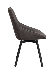 Alison Swivel Dining Chair with Metal Legs (Set of 2) – Dark Grey Microfibre / Black Metal – 6