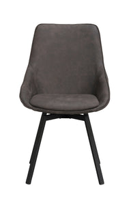 Alison Swivel Dining Chair with Metal Legs (Set of 2) – Dark Grey Microfibre / Black Metal – 1