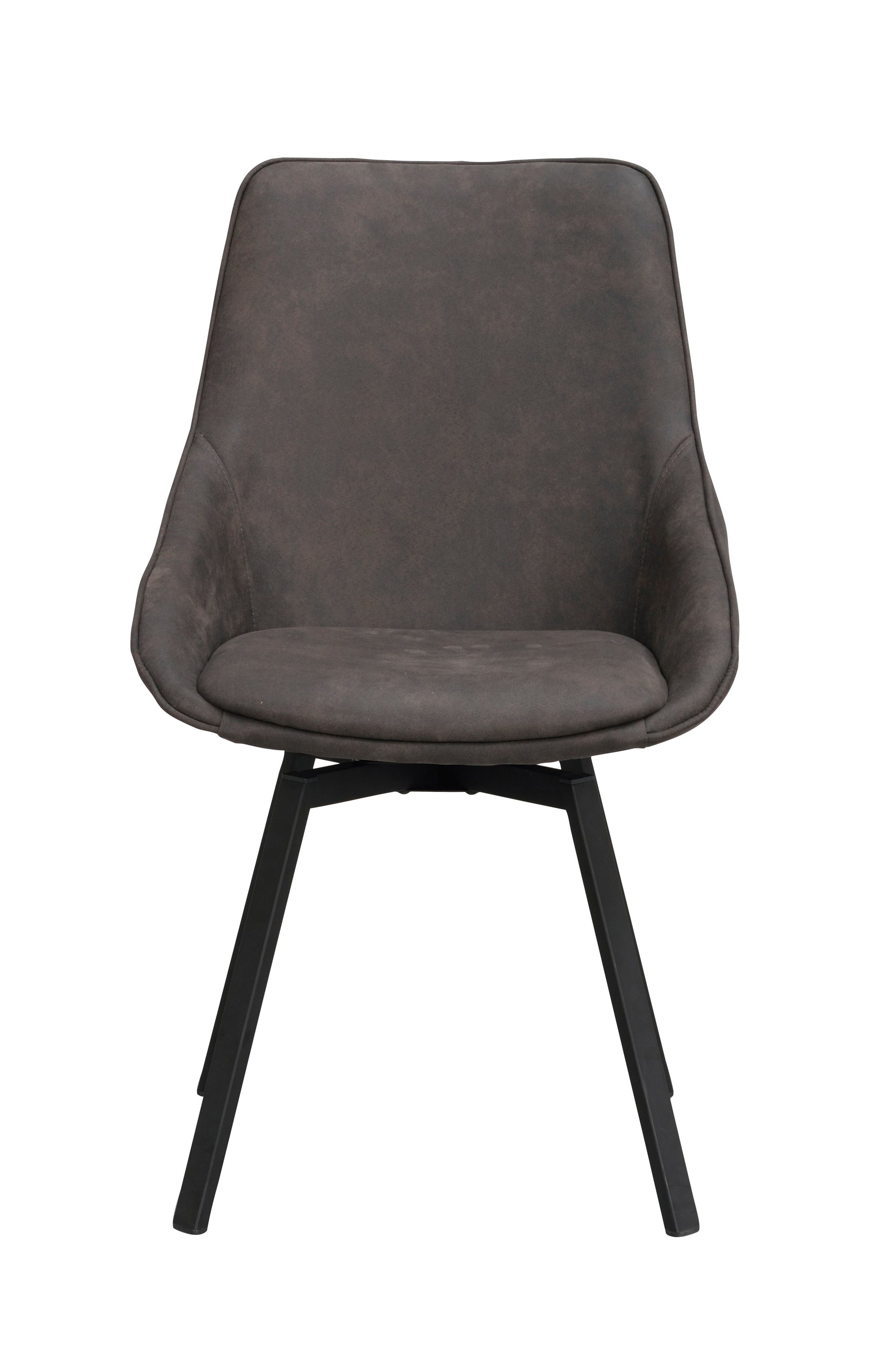Alison Swivel Dining Chair with Metal Legs (Set of 2) – Dark Grey Microfibre / Black Metal – 1
