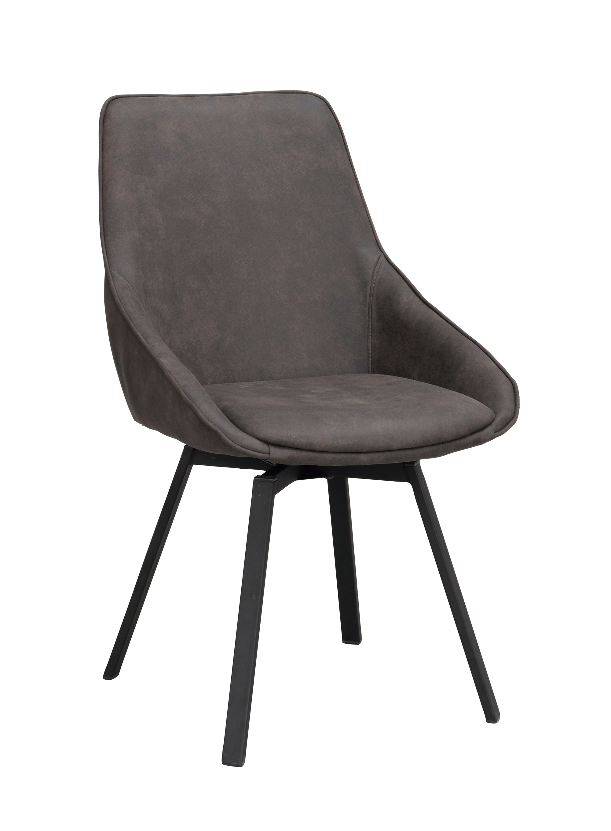 Alison Swivel Dining Chair with Metal Legs (Set of 2) – Dark Grey Microfibre / Black Metal – 5