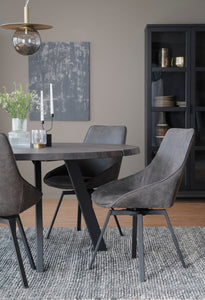 Alison Swivel Dining Chair with Metal Legs (Set of 2) – Dark Grey Microfibre / Black Metal – 3