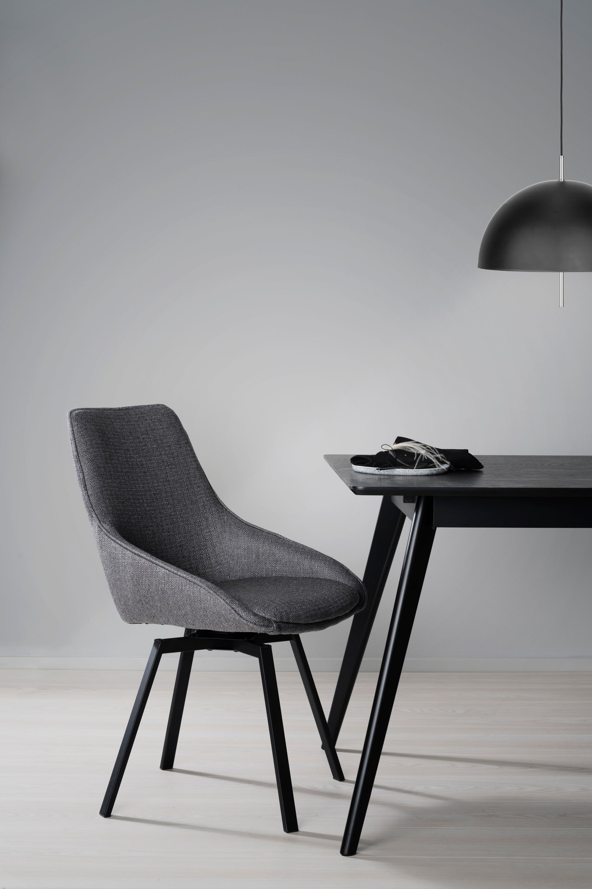 Alison Swivel Dining Chair with Metal Legs (Set of 2) – Grey Fabric / Black Metal – 2