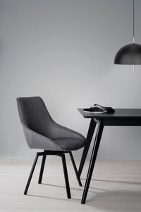 Alison Swivel Dining Chair with Metal Legs (Set of 2) – Grey Fabric / Black Metal – 2