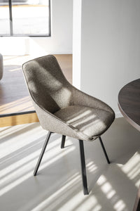 Alison Swivel Dining Chair with Metal Legs (Set of 2) – Dark Beige Fabric / Black Metal – 2