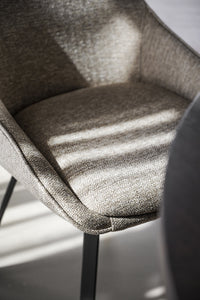 Alison Swivel Dining Chair with Metal Legs (Set of 2) – Dark Beige Fabric / Black Metal – 5