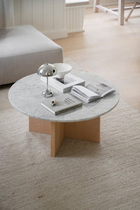 BROOKSVILLE Round Coffee Table Ø90 – White marble & whitewashed oak – 7