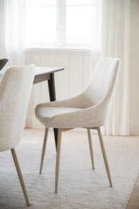 SIERRA Fabric Set of 2 Chairs – Light Beige / Beige Legs – 2