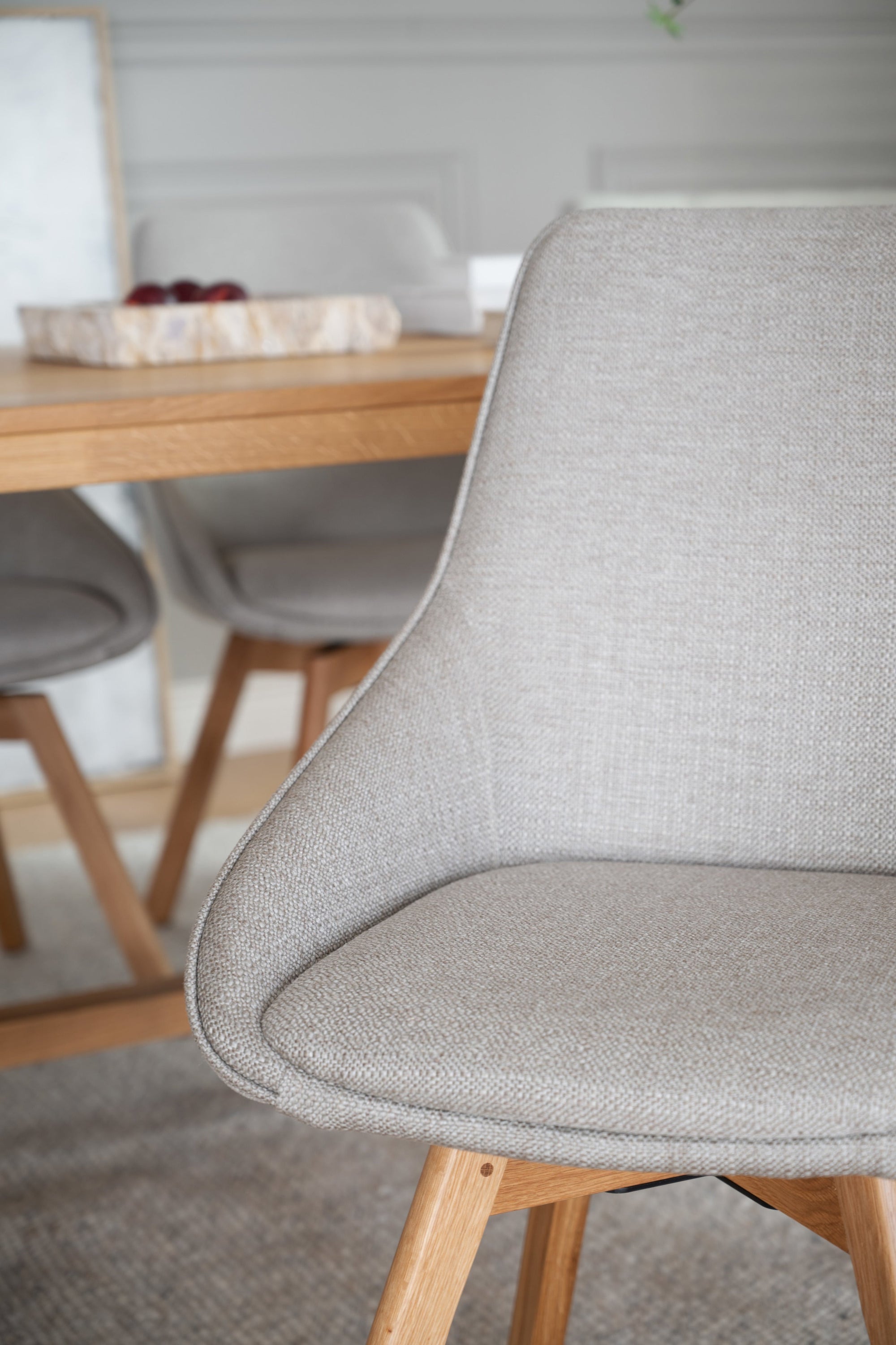 Alison Swivel Dining Chair with Oak Legs (Set of 2) – Beige Fabric / Oak – 6