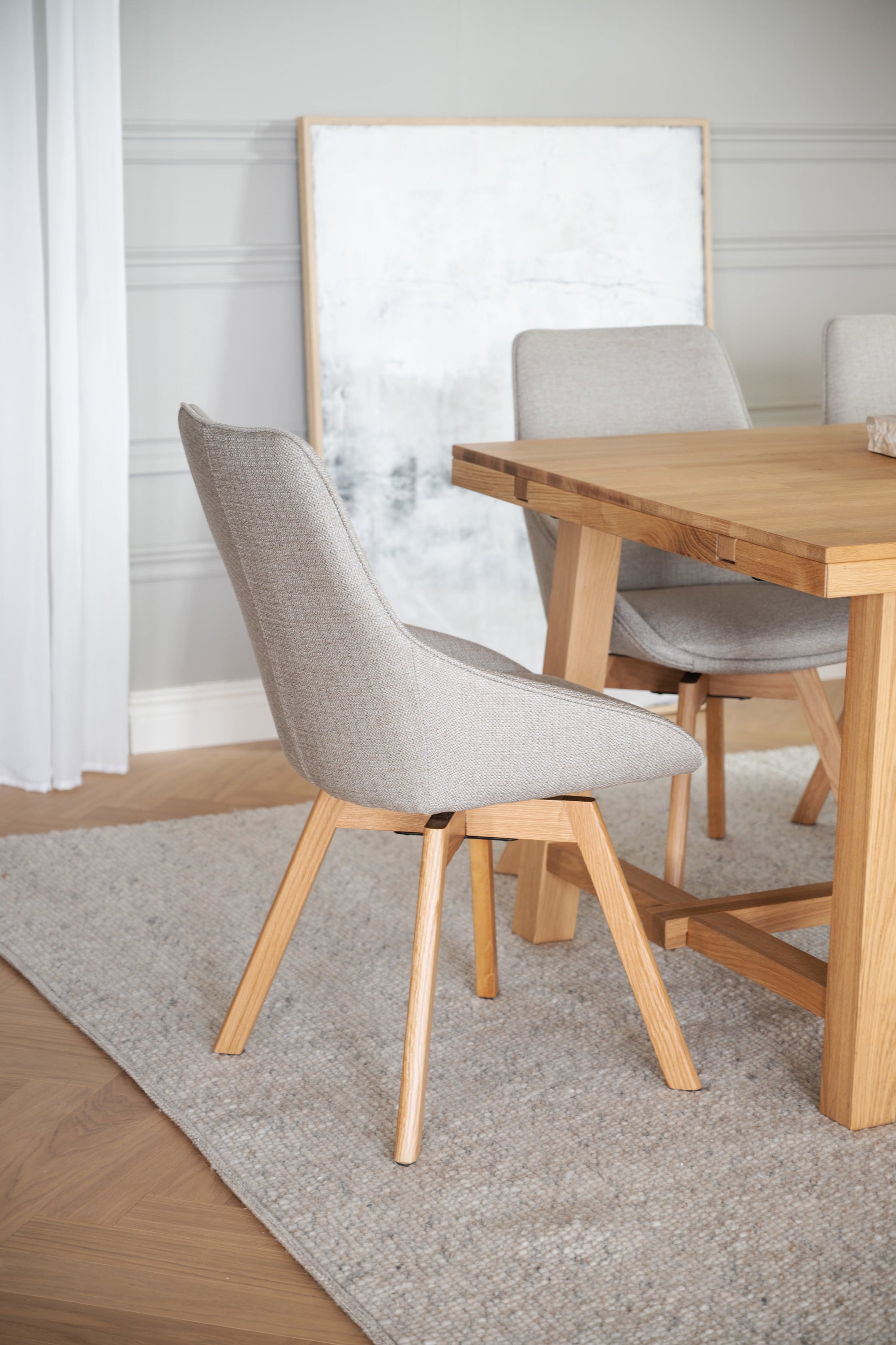 Alison Swivel Dining Chair with Oak Legs (Set of 2) – Beige Fabric / Oak – 4