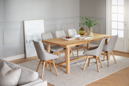 Alison Swivel Dining Chair with Oak Legs (Set of 2) – Beige Fabric / Oak – 5