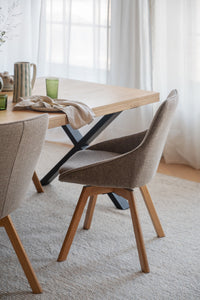 Alison Swivel Dining Chair with Oak Legs (Set of 2) – Dark Beige Fabric / Oak – 3