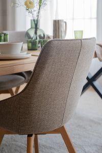 Alison Swivel Dining Chair with Oak Legs (Set of 2) – Dark Beige Fabric / Oak – 6