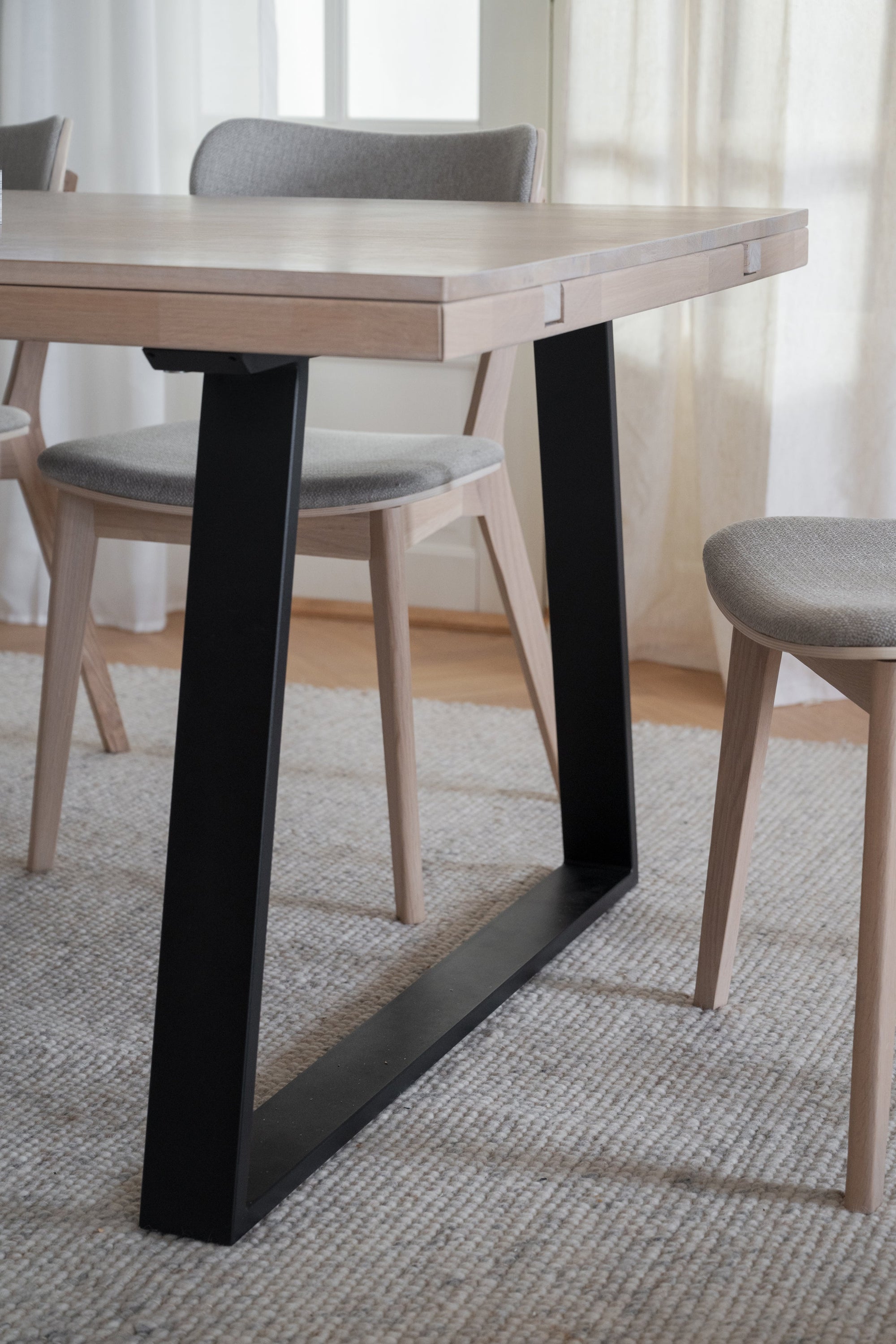 BROOKLYN U Legs Dining Table 170CM/270CM – Whitewash oak / Standard table – 170 cm – 4