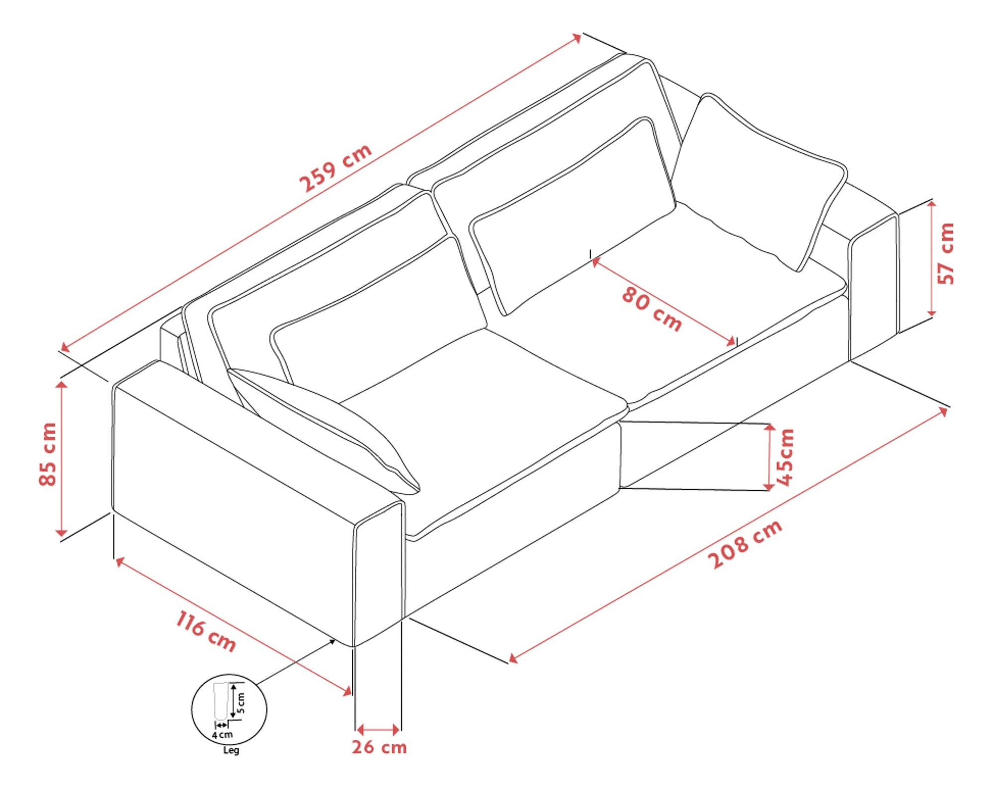 Rawlins Maxi 3-Seater Sofa – Light Beige – 8
