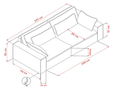 Rawlins Maxi 3-Seater Sofa – Light Beige – 8