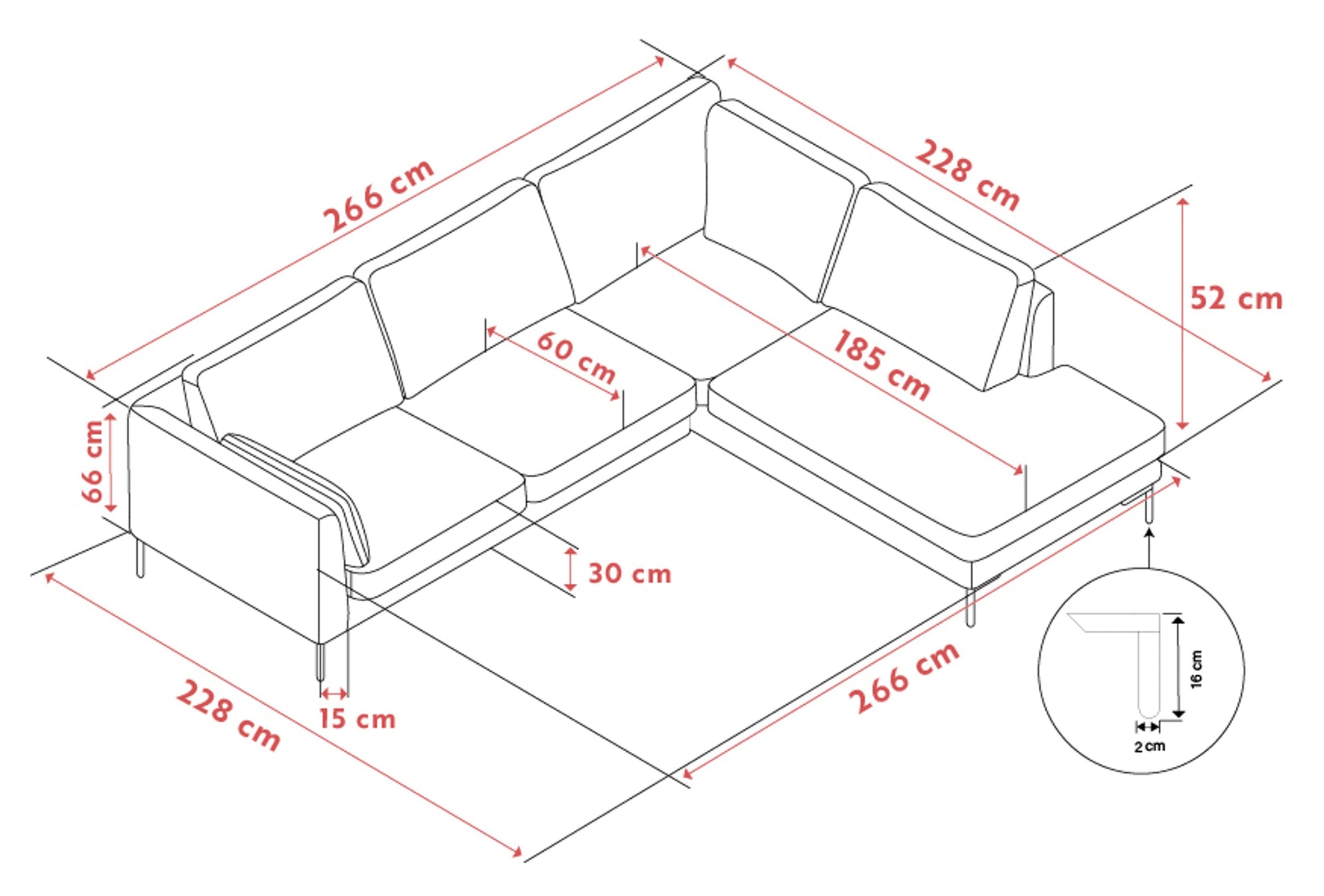 Corwin Corner Sofa with Open End – Right-hand open end – 9