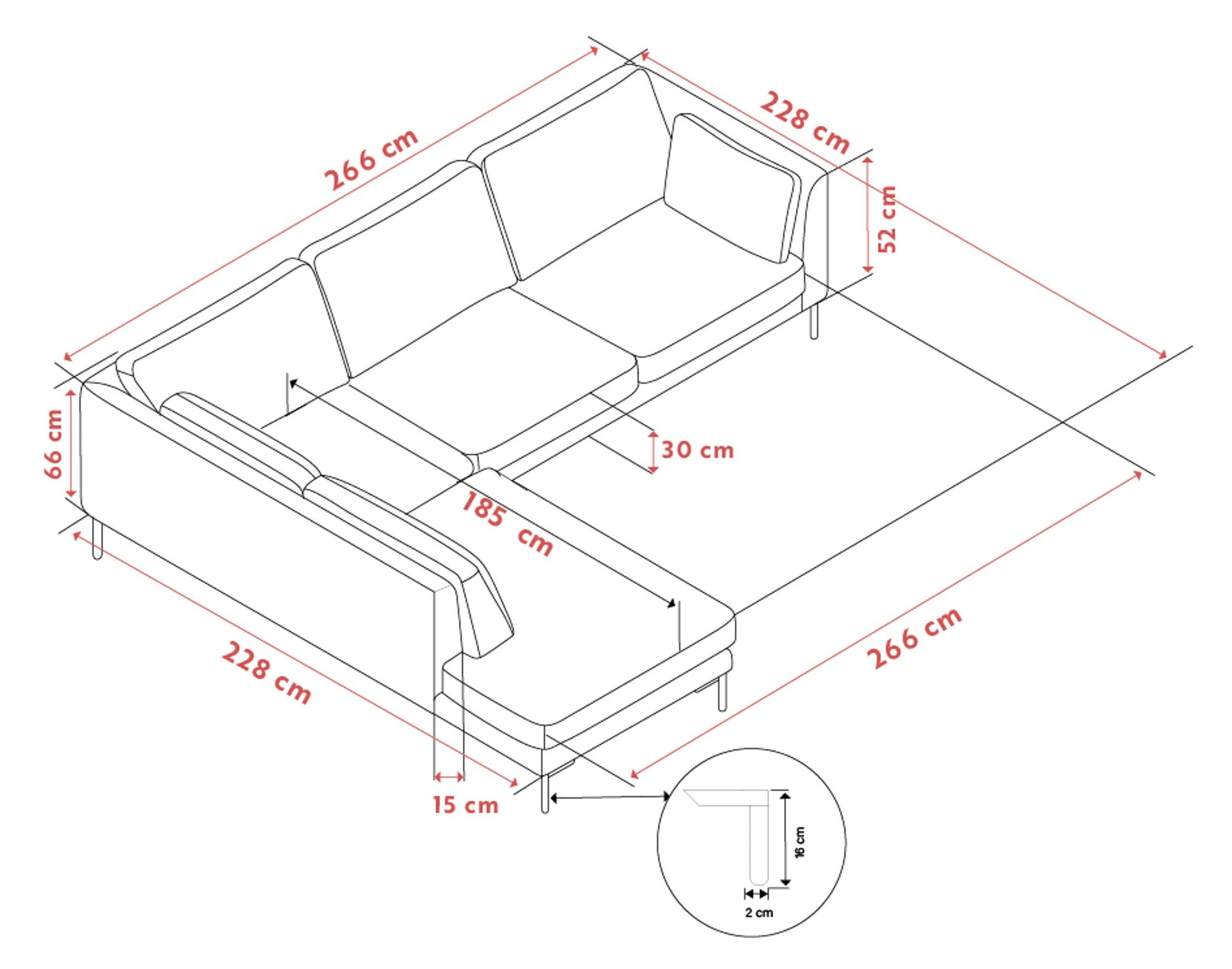 Corwin Corner Sofa with Open End – Left-hand open end – 6