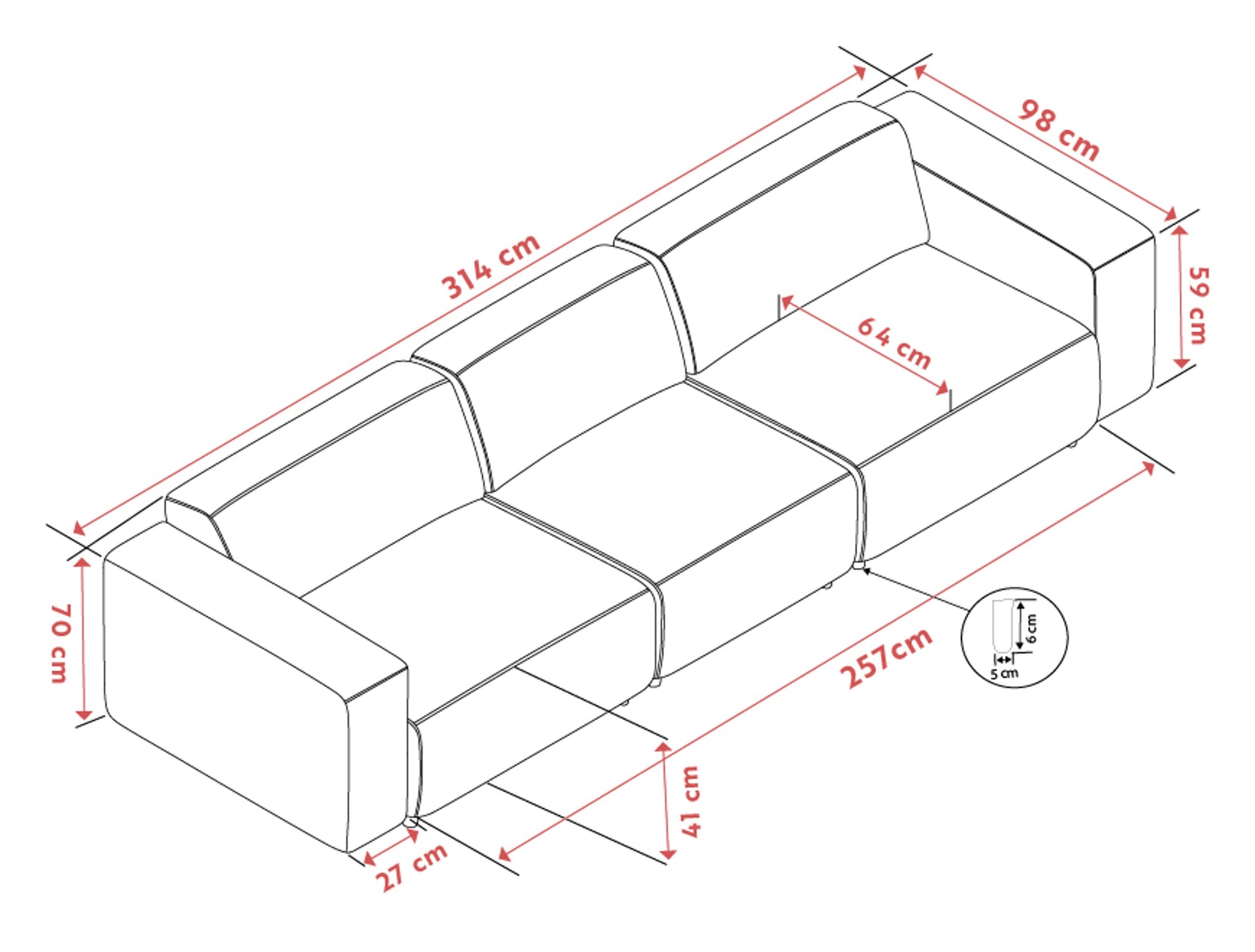 Willard 4-Seater Modular Sofa – Beige – 8