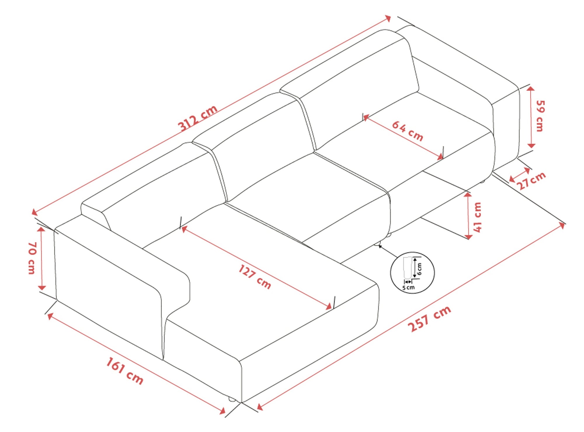 Willard 4-Seater Modular Sofa with Chaise Longue – Beige / Left-hand chaise – 7