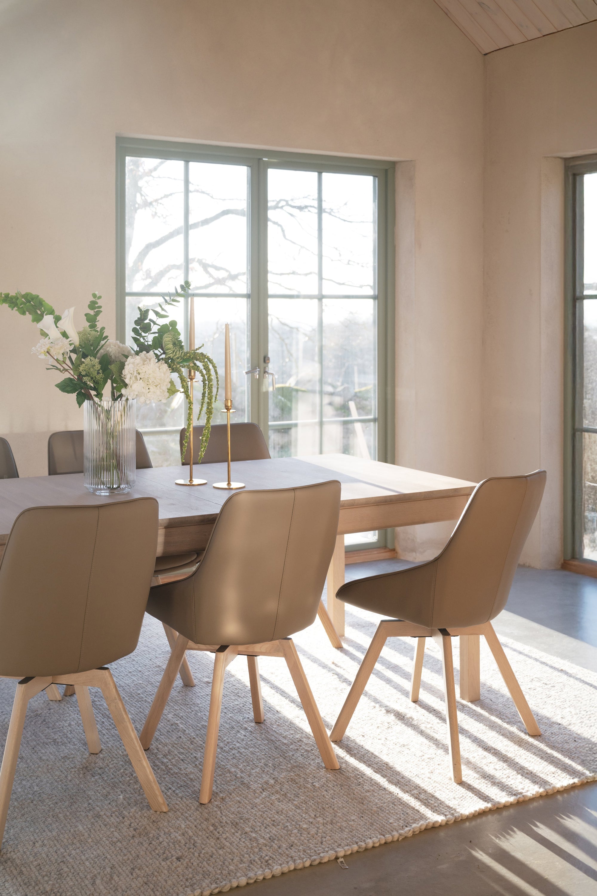 Alison Swivel Dining Chair with Oak Legs (Set of 2) – Beige Leather / Whitewash Oak – 4