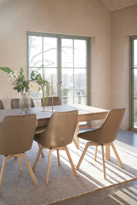Alison Swivel Dining Chair with Oak Legs (Set of 2) – Beige Leather / Whitewash Oak – 4