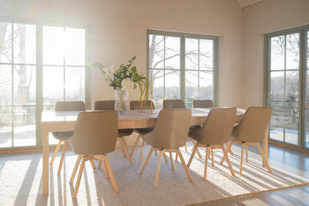 Alison Swivel Dining Chair with Oak Legs (Set of 2) – Beige Leather / Whitewash Oak – 5