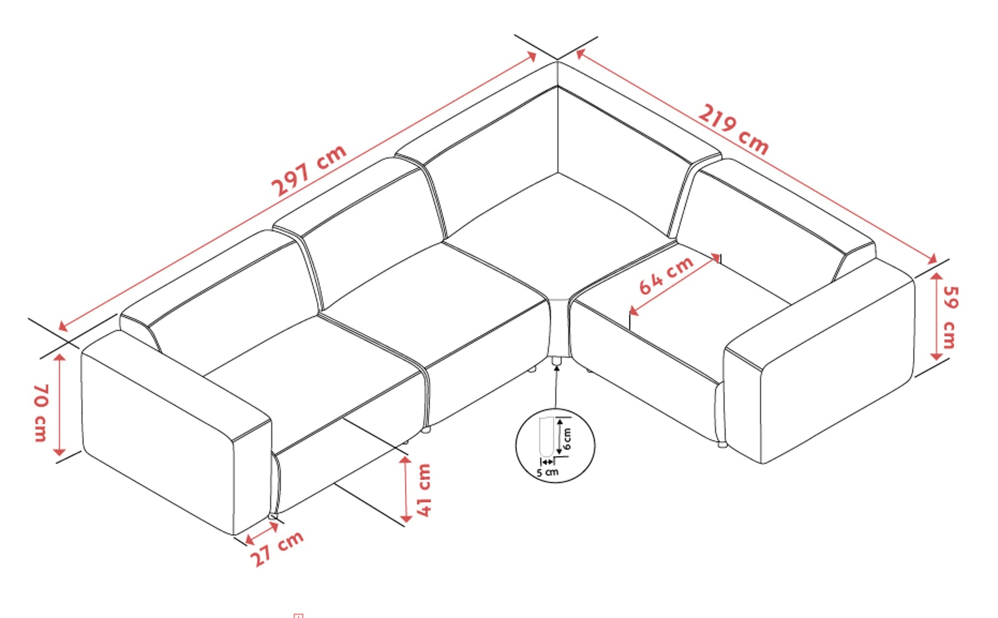 Willard Corner Sofa 2+3 Seater – Light Beige – 9