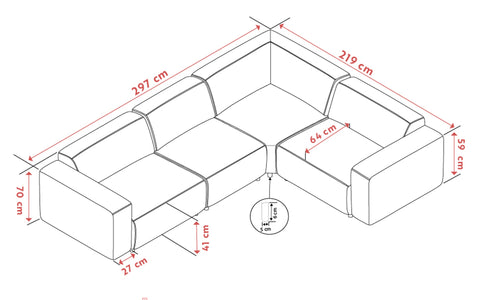 Willard Corner Sofa 2+3 Seater – Light Beige – 9