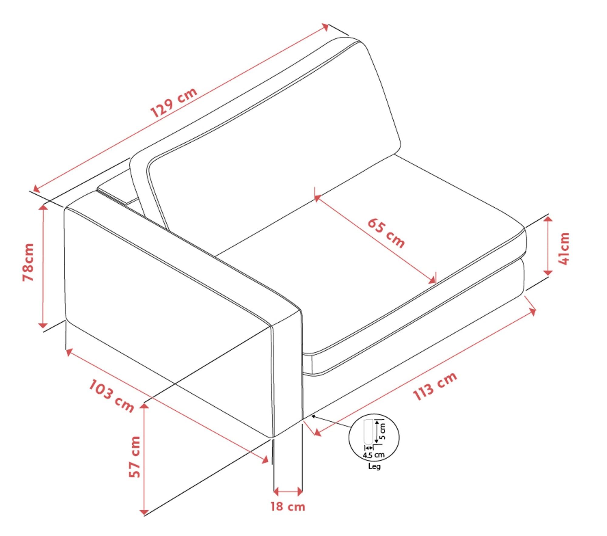 Duncan 1.5-Seater End Module with Armrest – Left / Light Beige – 5