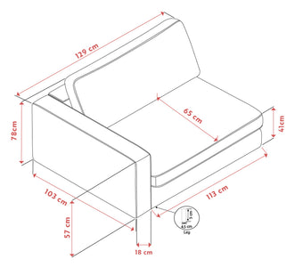 Duncan 1.5-Seater End Module with Armrest – Left / Light Beige – 5