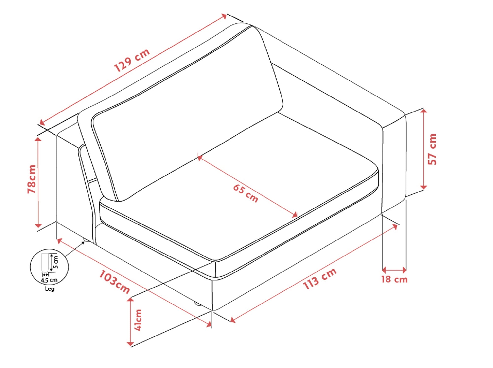Duncan 1.5-Seater End Module with Armrest – Right / Light Beige – 6