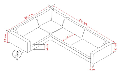 Duncan 2+3-Seater Corner Sofa 345 x 233 cm – Light Beige – 6