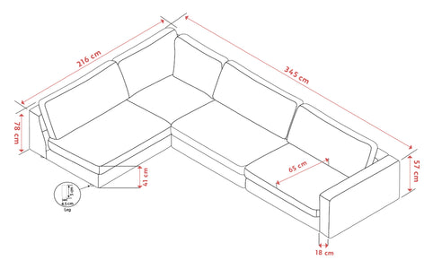 Duncan Open-End Corner Sofa, Left 345 x 216 cm – Light Beige – 6