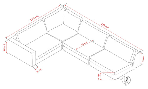 Duncan Open-End Corner Sofa, Right 325 x 230 cm – Light Beige – 6