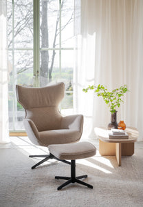 Jenkins Swivel Lounge Chair with Footstool – Beige – Default Title – 4