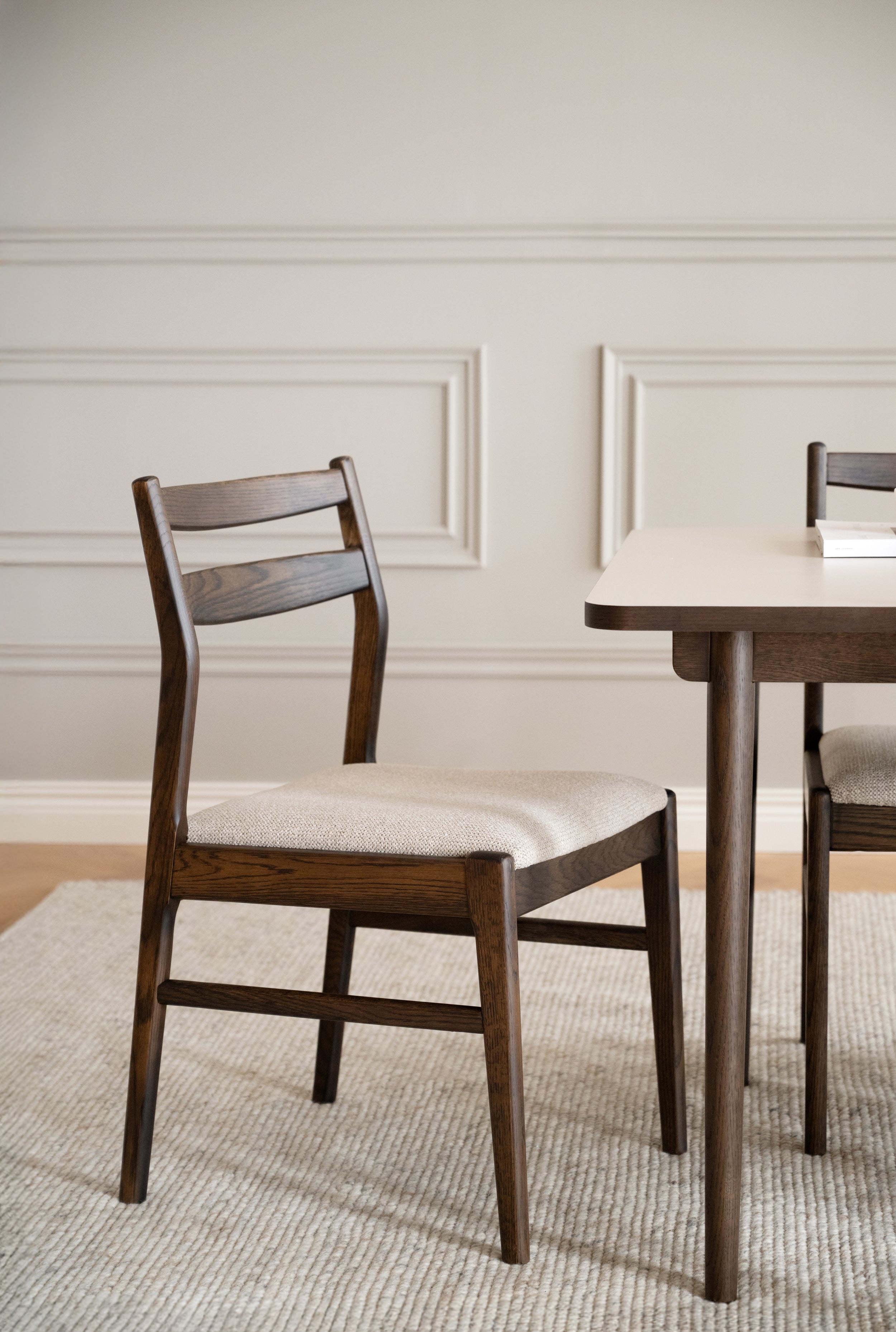 Kerwin Dining Chair (Set of 2) – Brown Oak / Light Beige – 2