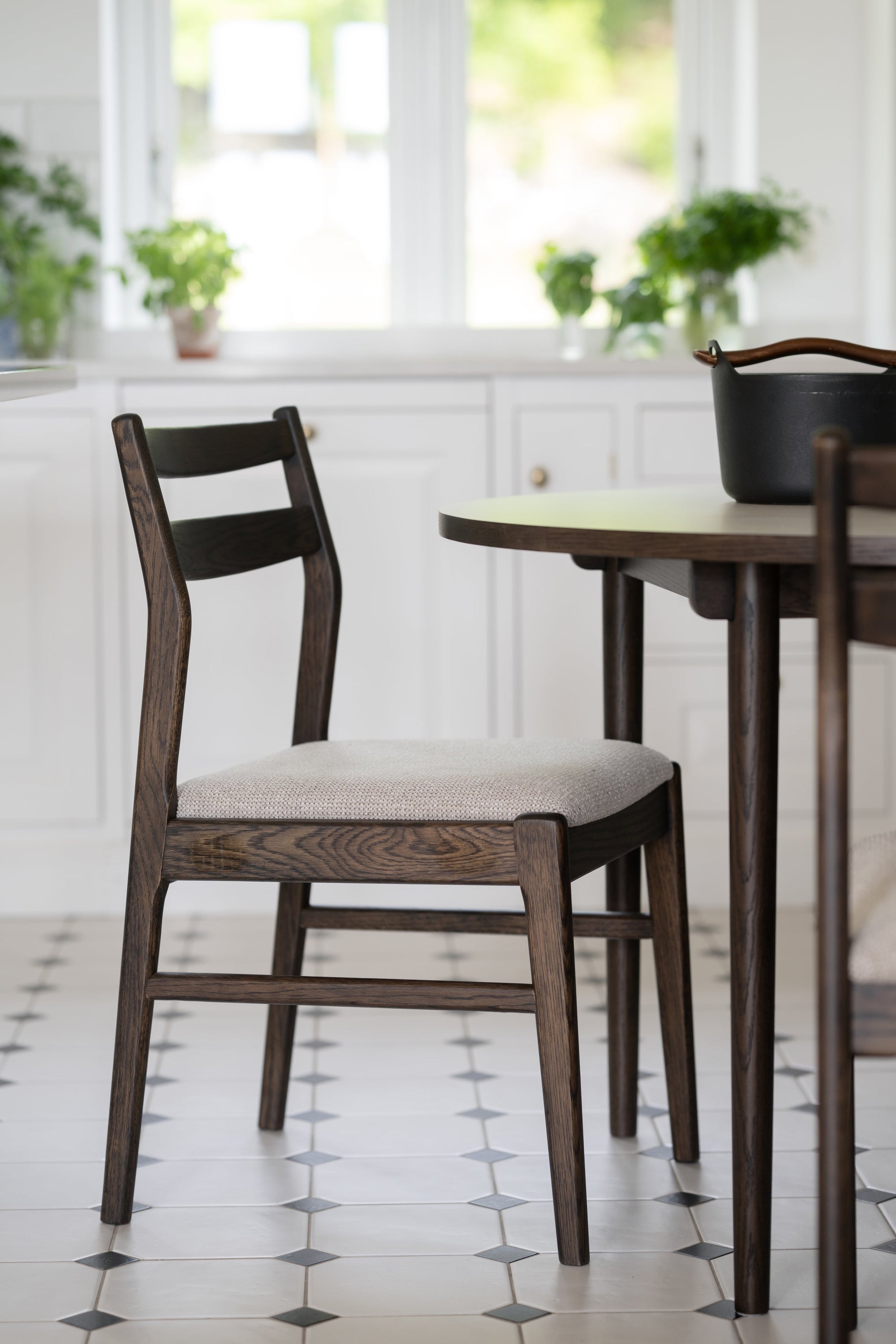 Kerwin Dining Chair (Set of 2) – Brown Oak / Light Beige – 4