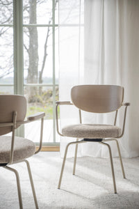 Merrick Swivel Dining Armchair (Set of 2) – Whitewash Oak Back / Beige Frame – 2