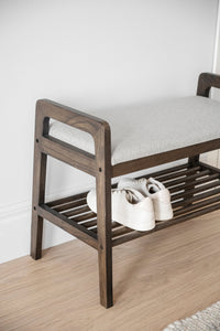 Inverness Hallway Bench with Shoe Shelf 75 cm – Brown Oak / Beige – 2