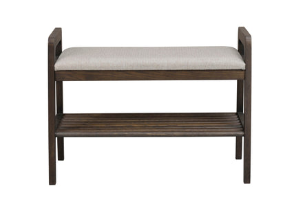 Inverness Hallway Bench with Shoe Shelf 75 cm – Brown Oak / Beige – 1