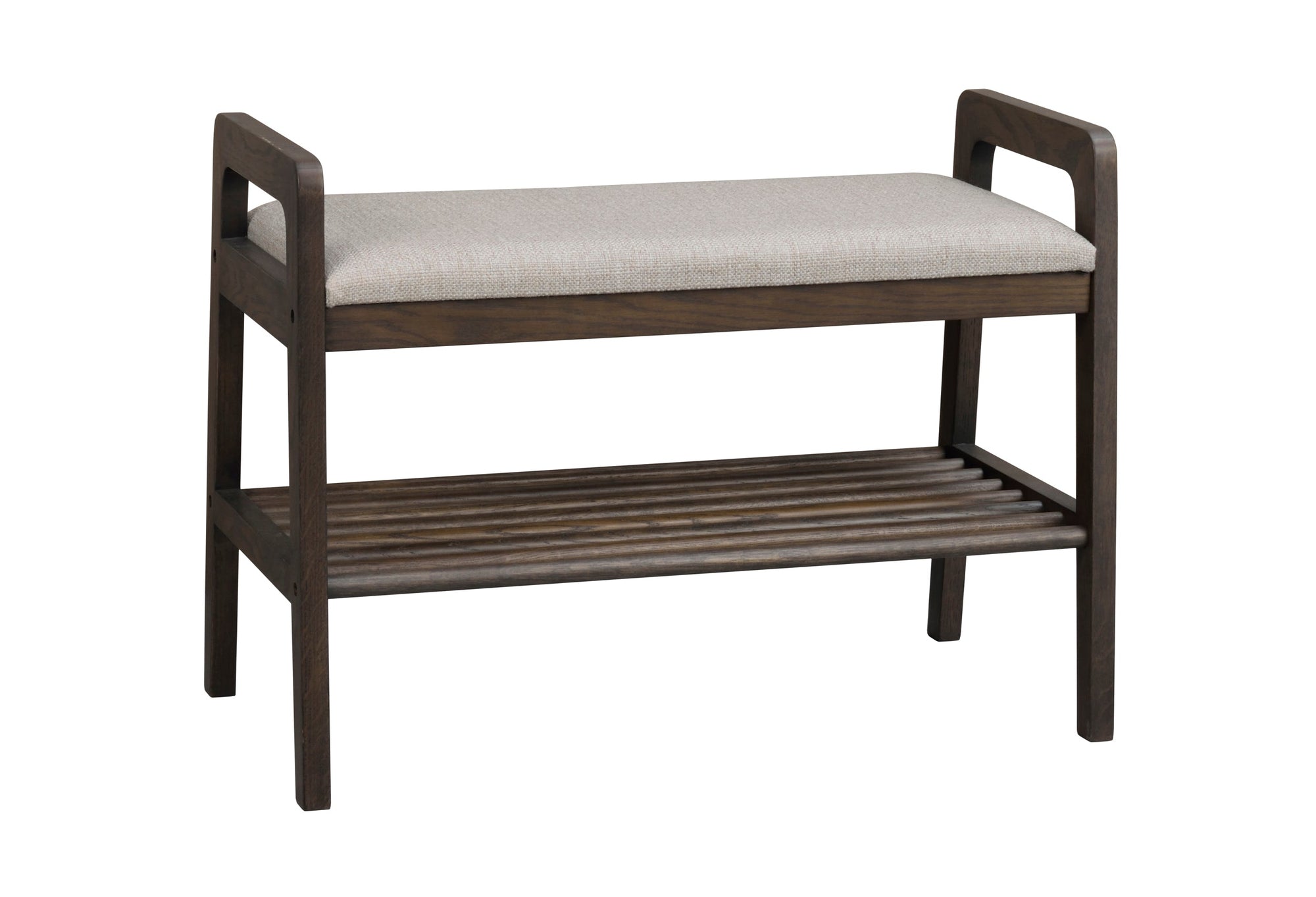 Inverness Hallway Bench with Shoe Shelf 75 cm – Brown Oak / Beige – 5