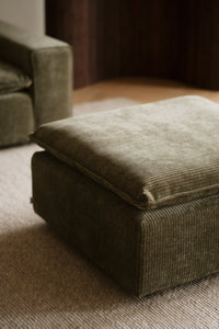 Rawlins Footstool – Green Corduroy – 2