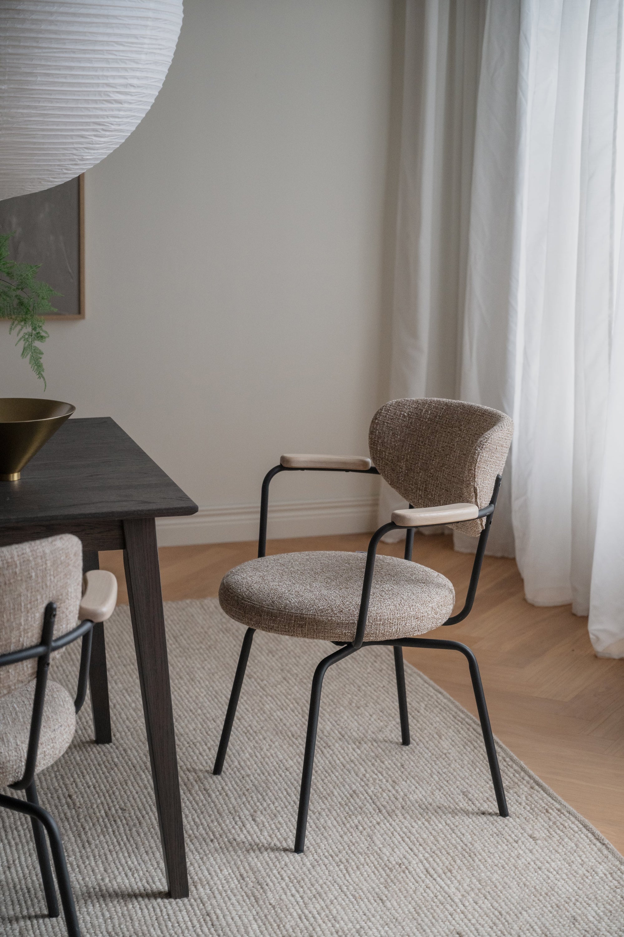 Merrick Swivel Dining Armchair (Set of 2) – Dark Beige / Black Frame – 2