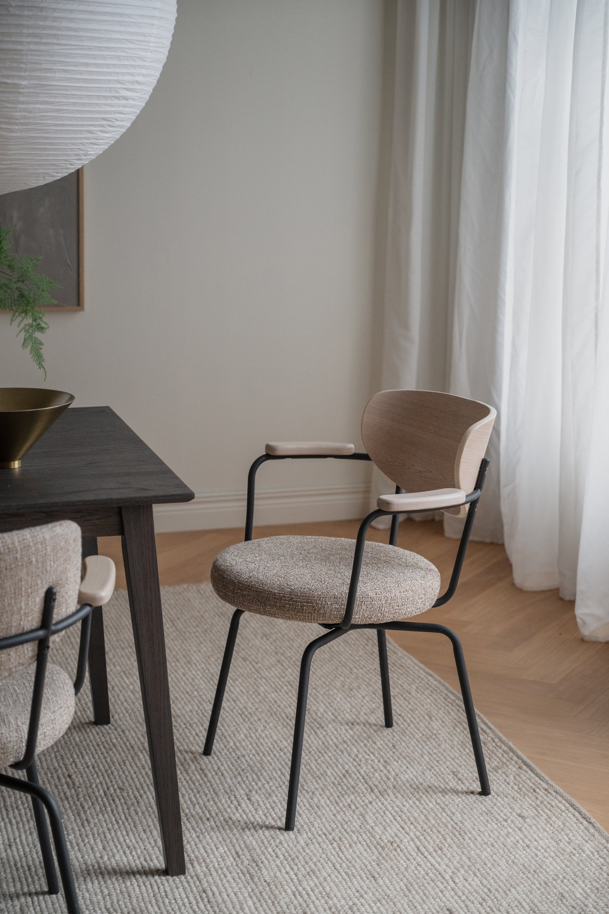 Merrick Swivel Dining Armchair (Set of 2) – Whitewash Oak Back / Black Frame – 2